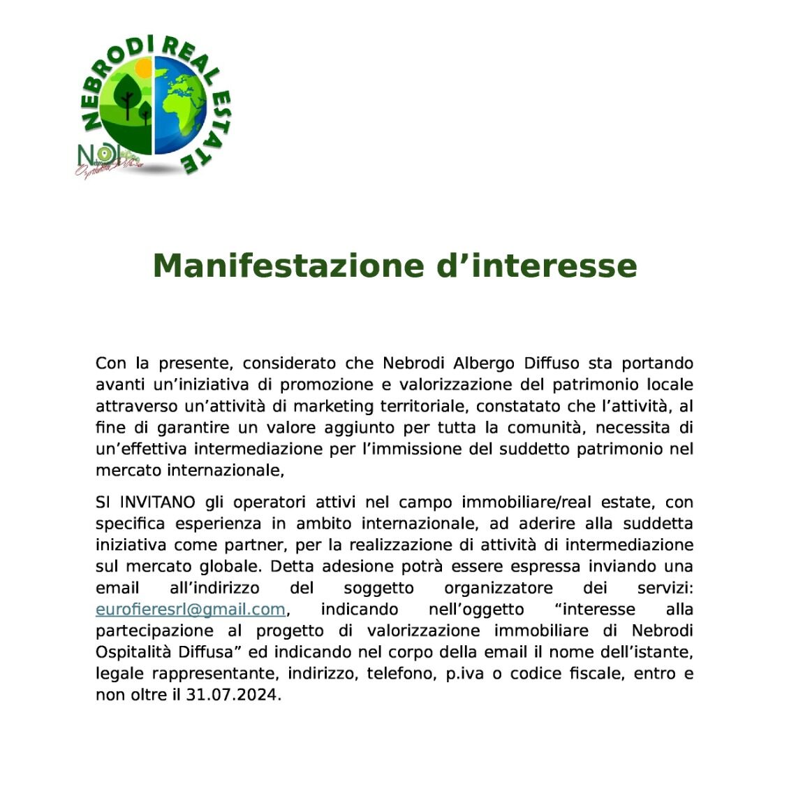 News: Manifestazione d'interesse